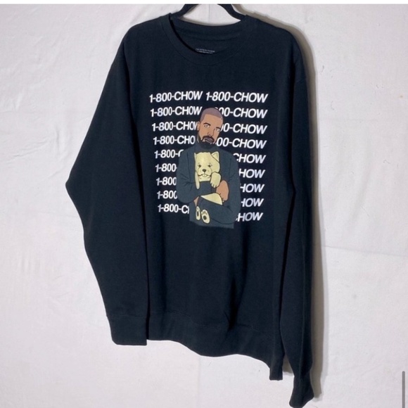 Dog Limited Drake Collaboration 1-800-CHOW Black Crew Neck Sweatshirt  L - Picture 6 of 6